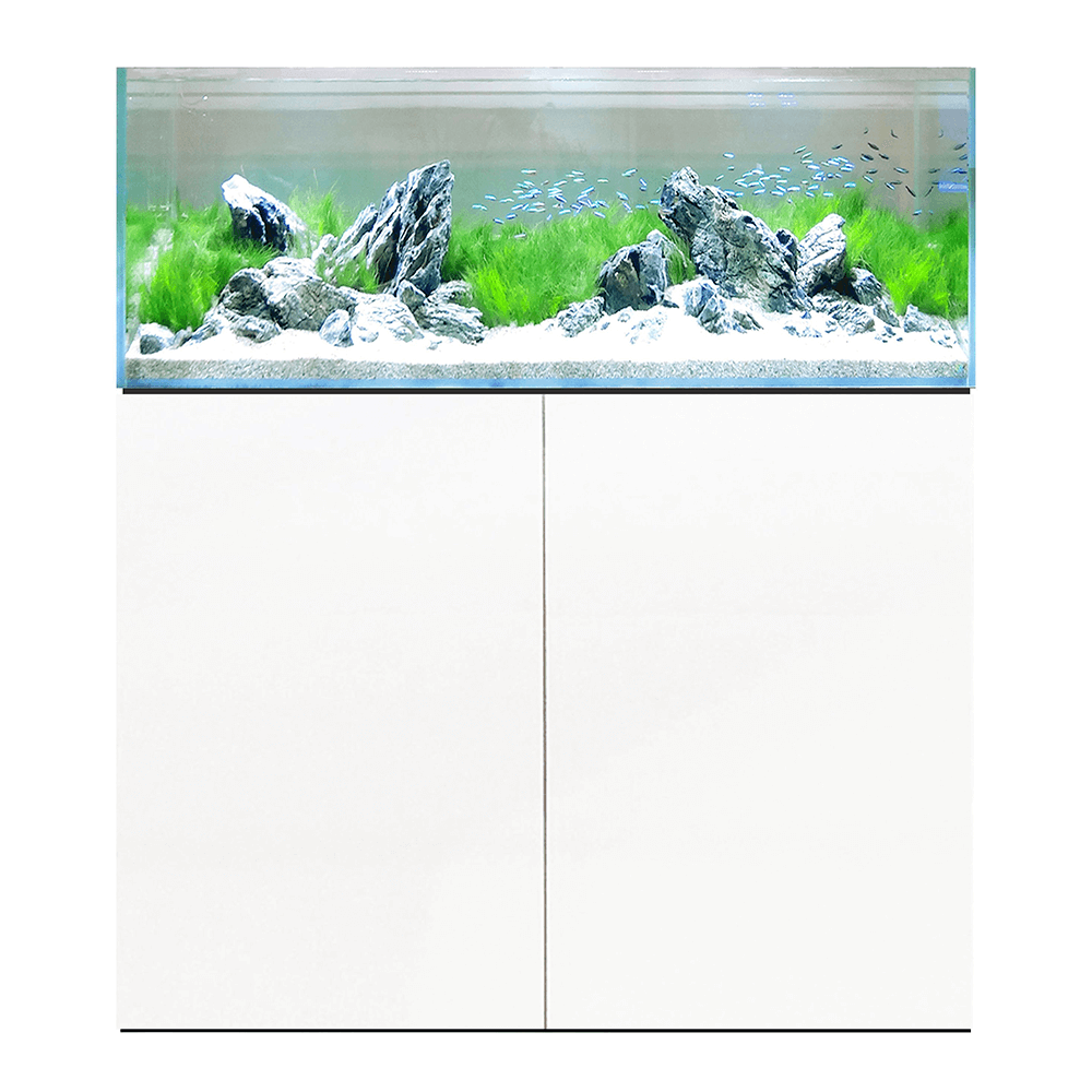 D&D Aqua-Pro Aquascaper 1200 120cm Aquarium & Ultra-Gloss White Cabinet - 283L