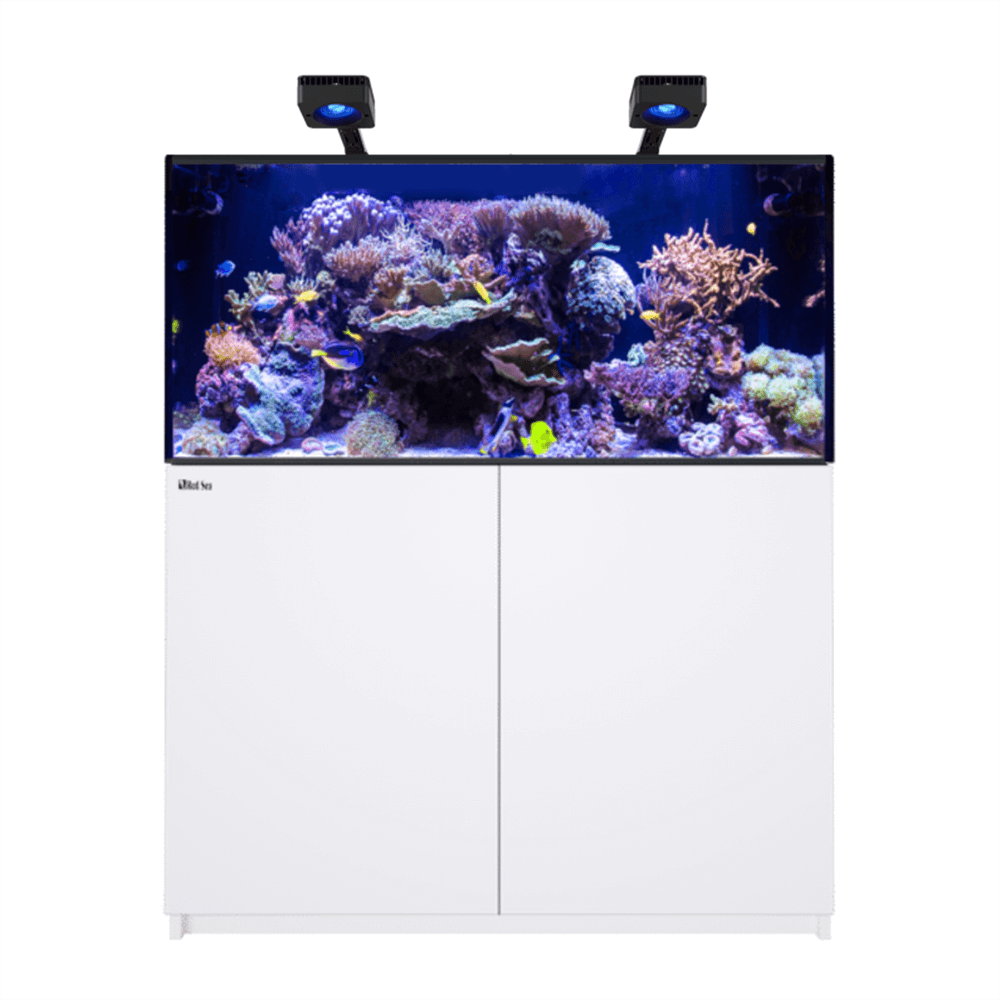Red Sea Reefer 425 G3 Deluxe 120cm Aquarium & White Cabinet - 433L (Incl. 2 X RL115 & Arms)