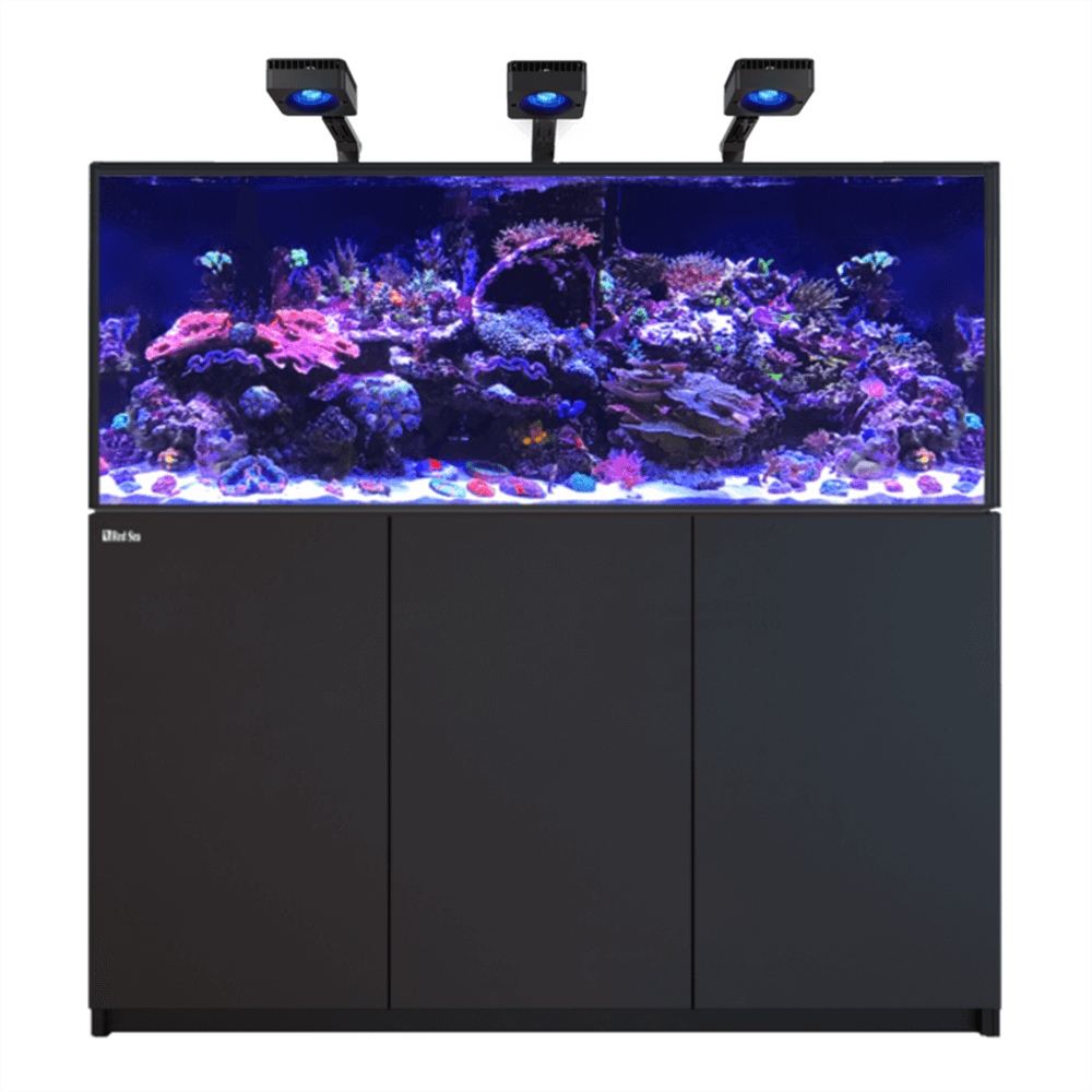 Red Sea Reefer 625 G3 Deluxe 150cm Aquarium & Black Cabinet  - 620L (Incl. 3 X RL115 & Arms)