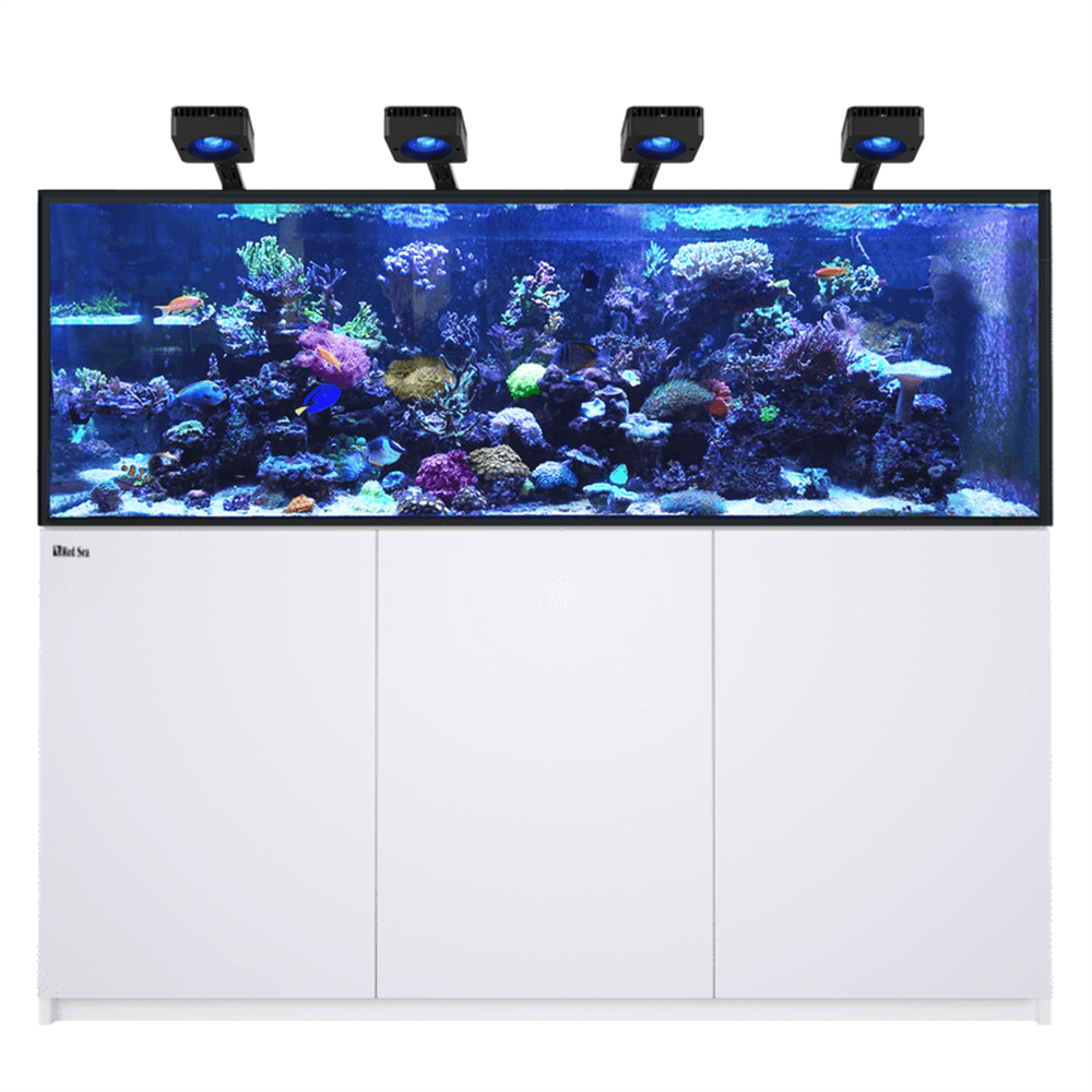 Red Sea Reefer 750 G3 Deluxe 180cm Aquarium & White Cabinet - 750L (Incl. 4 X RL115 & Arms)