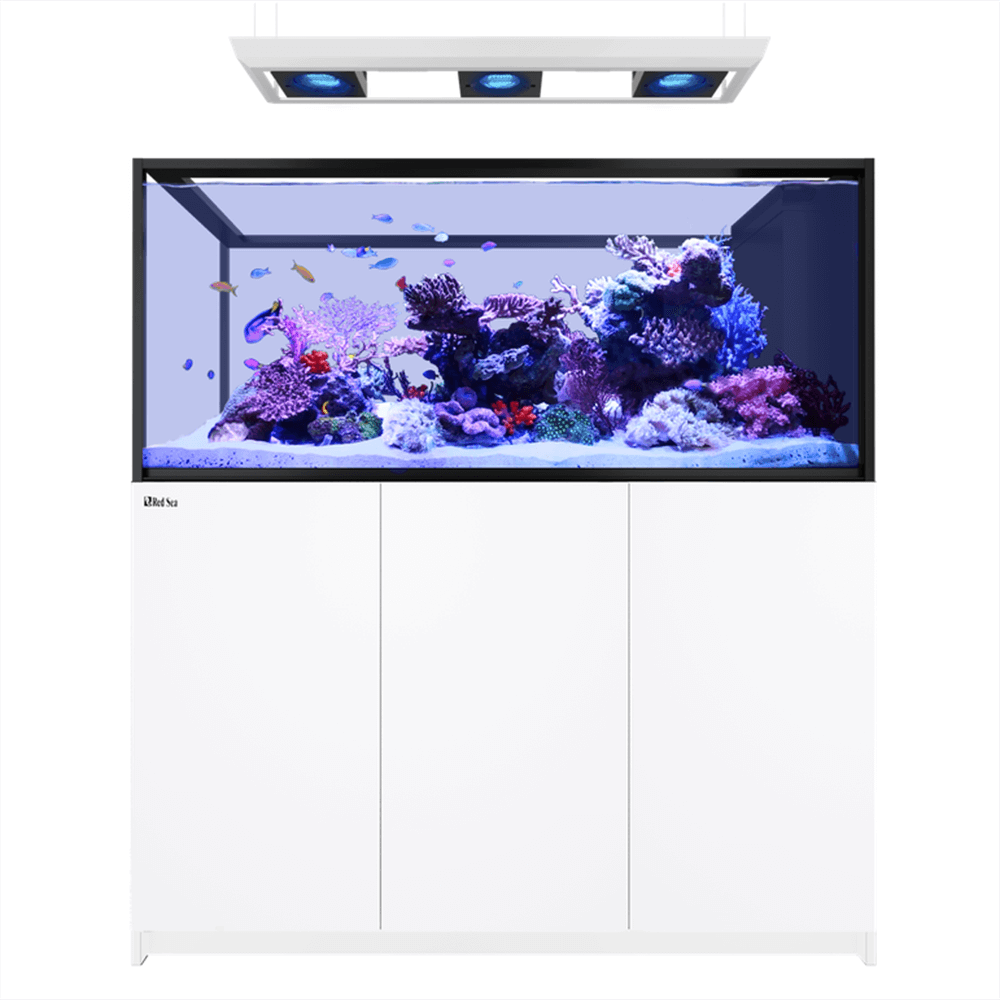 Red Sea Reefer Peninsula S 700 G3 Deluxe 150cm Aquarium & White Cabinet - 699L (Inc. 3 X RL170 & Pendant)