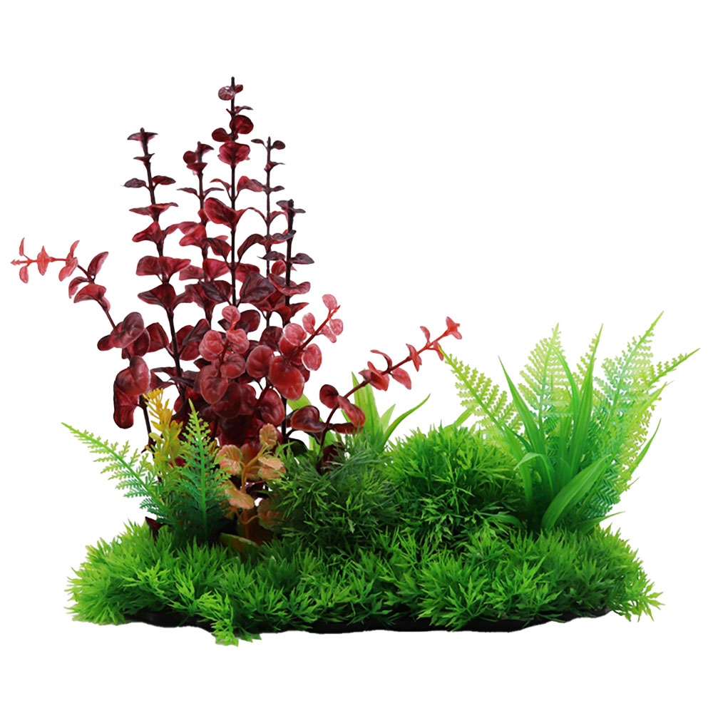 Swell Red Round-Leaf Rotala & Green Fern Artificial Plant