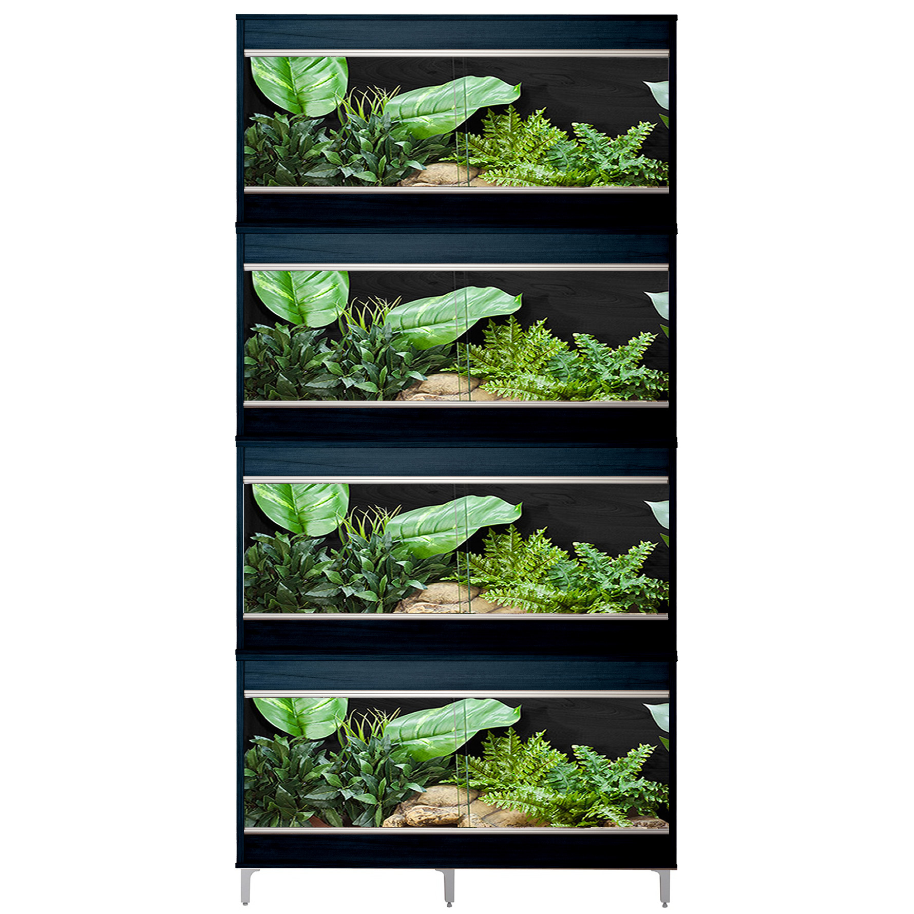 VivExotic Repti Home Medium Four Tier Black Vivarium - W:86cm x H:175cm